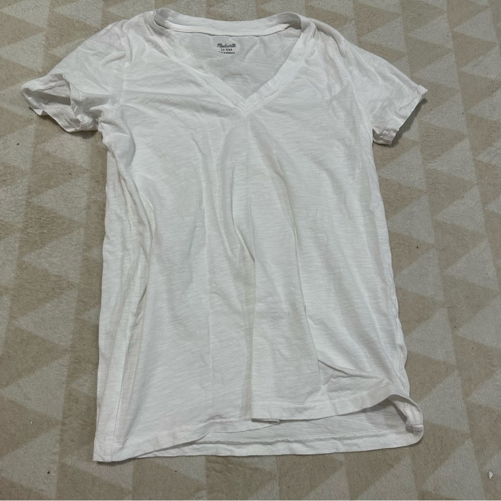 Madewell white whisper cotton vneck tee shirt